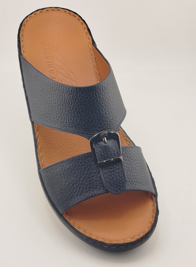 النهام نعال النهام للرجال | شبشب رجالي يومي | نعال عربية من الجلد الطبيعي بالكامل مع مشبك | نعل داخلي بني | صنادل عربية خارجية | مريحة وخفيفة الوزن - Image 1