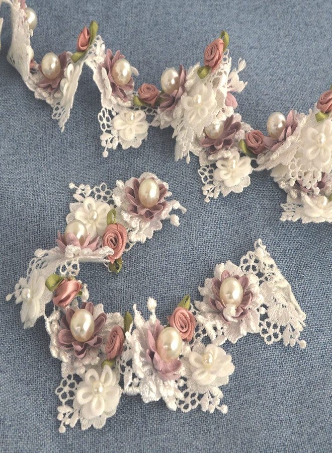 Kuasting 2 Yard Vintage Pearl Flower Ribbon Scallop Edge Trim Sewing Lace Trim Handmade DIY Sewing Supplies for Dress Embellishment (Pearl lace) - Image 5