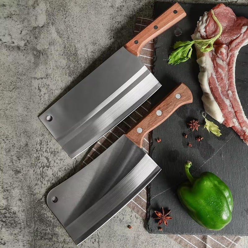 Wizbiz Wizbiz 7 Inch Blade Meat Cleaver Knife for Kitchen Heavy Duty Meat Knife Butcher Cleaver Chopper for Cutting Mutton Chicken Bones Vegetable Kitchen Cutting Tool  - Image 2