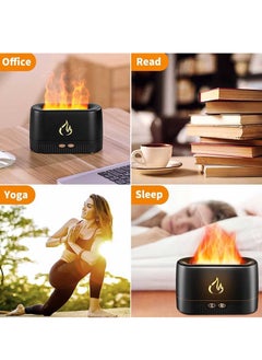 بيوينتي Flame Air Diffuser,Humidifier,Portable Noiseless Aroma Diffuser with Multicolor Lights Waterless Auto Off Protection Essential Oil Diffuser for Home,Office,Bedroom or Yoga (Black)  - Image 3