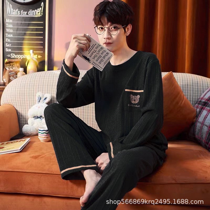Pajamas Men'S 2024 Cotton Long Sleeve Home Clothes Men'S Boys Teenagers Thin Plus Size Suit - Image 4