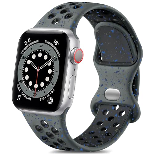 Lerobo Compatible with Apple Watch Band SE 3 SE 2 SE 44mm Men Ultra 3 2 1 49mm Series 9 8 45mm 42mm Series 11 10 46m Women Breathable Sport Band for iWatch Series 7 6 5 4 3 2 1 Soft Silicone Strap Men - Image 1