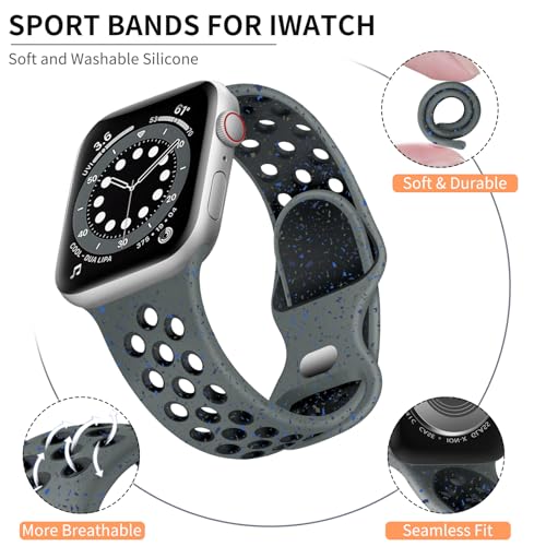 Lerobo Compatible with Apple Watch Band SE 3 SE 2 SE 44mm Men Ultra 3 2 1 49mm Series 9 8 45mm 42mm Series 11 10 46m Women Breathable Sport Band for iWatch Series 7 6 5 4 3 2 1 Soft Silicone Strap Men - Image 2