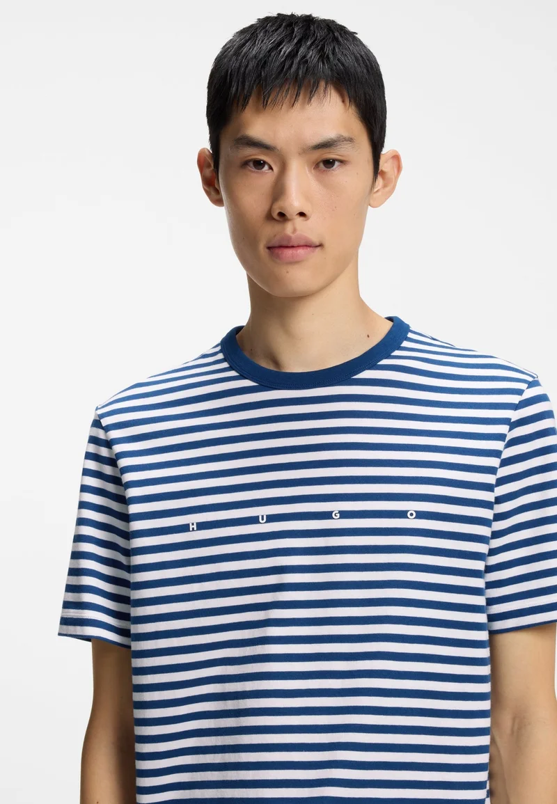 هوجو Relaxed-fit T-shirt in striped cotton jersey