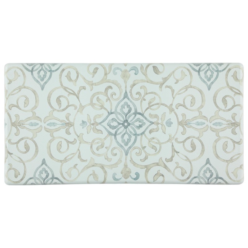 JV TEXTILES Oversized 20x39 AntiFatigue Embossed Floor Mat Rustic Medallion Cream