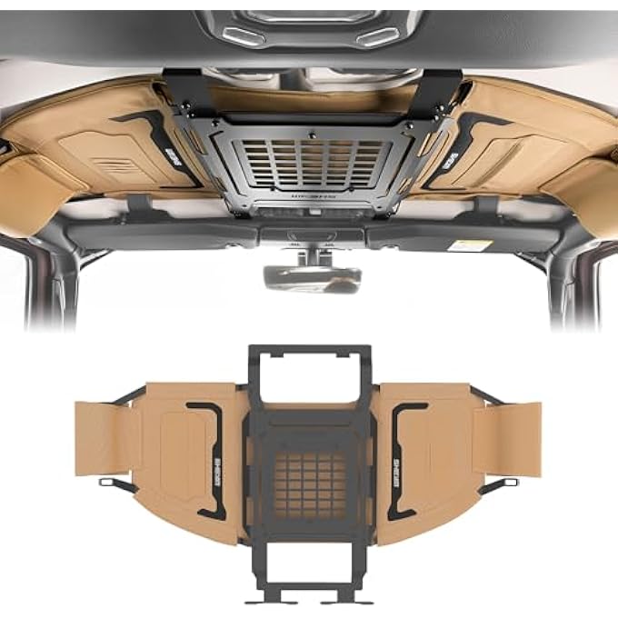 rayihni Jeep Wrangler JL MOLLE Panel Metal Roof Rack with Canvas Insulated Storage Bag, Multifunctional Storage Accessory, Fits 2018-2025 2-Door/4-Door Models- Front Row - Image 2