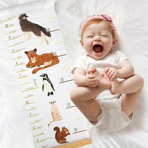 Mibote Baby Growth Height Chart Handing Ruler Wall Decor for Kids, Canvas Removable Height Growth Chart 79" x 7.9" (Animal) - Image 3