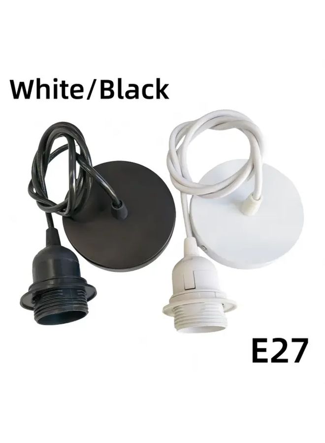 White E27 Lamp Holder Socket Hardwired Plug In Pendant Light Fixture 85 265V Wide Voltage - Image 1