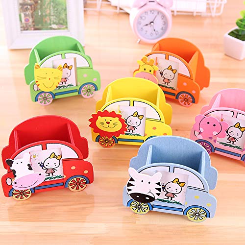 Funny Teddy Return Gift for Kids Birthday Party - Wooden Pencil Stand - Pack of 12 pcs (Assorted Design and Color) - Image 1