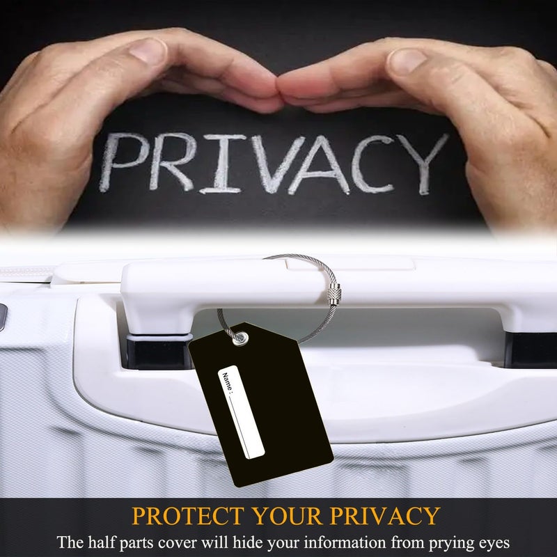 MODENGKONGJIAN 7 Pack Silicone Luggage Tag Baggage Handbag Travel Bag Tags with Name ID Card Perfect to Quickly Spot Luggage Suitcases (Black) - Image 2