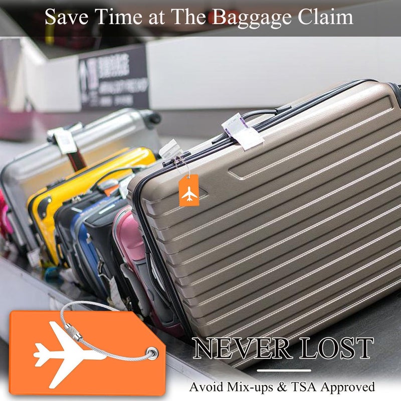 MODENGKONGJIAN 7 Pack Silicone Luggage Tag Baggage Handbag Travel Bag Tags with Name ID Card Perfect to Quickly Spot Luggage Suitcases (Black) - Image 5