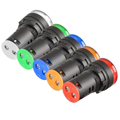 Heschen 22mm LED Indicator Pilot Light, AD16-22D/S, 220VAC 20mA, Red Green Yellow Blue White Light Colour, 5Pack - Image 5