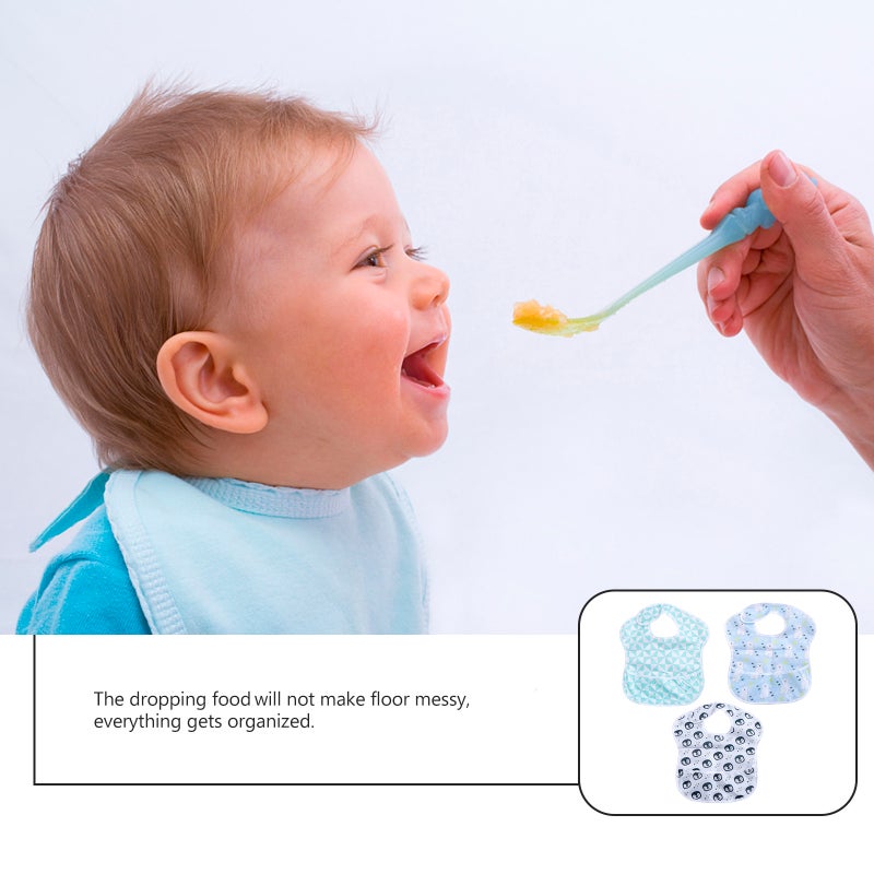 🧸 ثلاث قطع مريلة طعام بنقشة دب وبطريق ومطوية مقاومة للماء مريلة تغذية قابلة للفصل للأولاد - Image 3