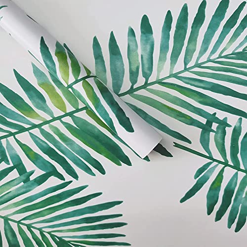 ELTON Waterproof Peel and Stick Floral Wallpaper, Self-Adhesive Vinyl Wall Covering for Bedroom, Living Room Bathroom Cabinet, Countertop (45 x 600 cms, Palm Leaves) - Image 1