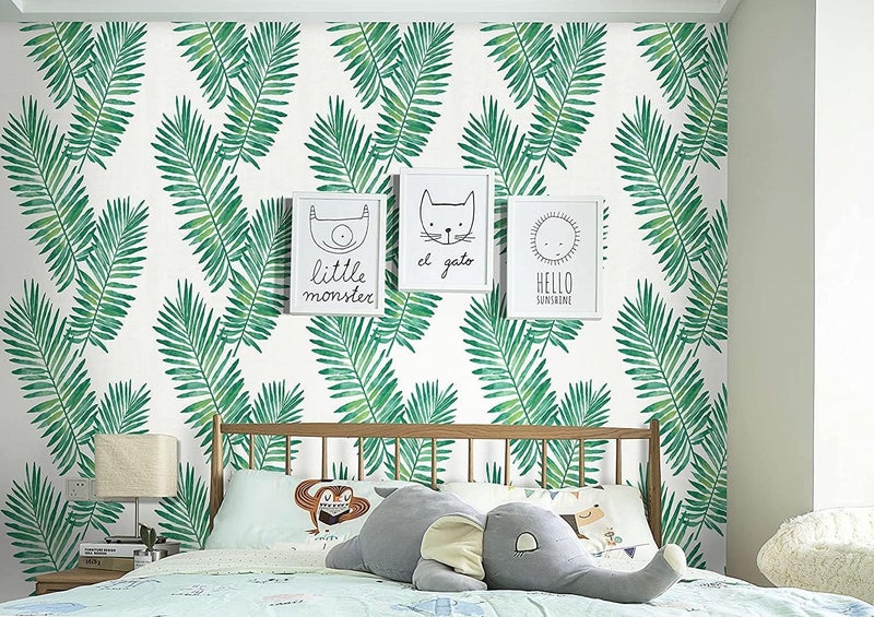 ELTON Waterproof Peel and Stick Floral Wallpaper, Self-Adhesive Vinyl Wall Covering for Bedroom, Living Room Bathroom Cabinet, Countertop (45 x 600 cms, Palm Leaves) - Image 2