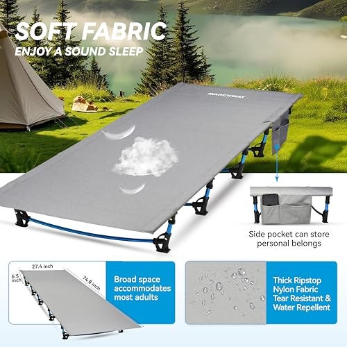 MARCHWAY Ultralight Folding Tent Camping Cot Bed, Portable Compact for Outdoor Travel, Base Camp, Hiking, Mountaineering, Lightweight Backpacking (Grey) - Image 3