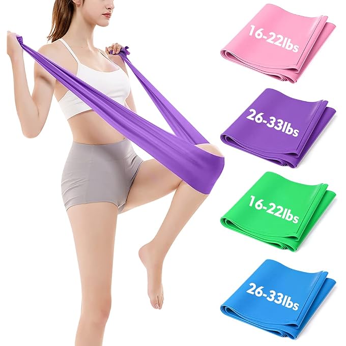 Resistance Bands [Set Of 4] - Stretch Exercise Bands 2 Levels 8-10Kg/12-15Kg, 1.5M/1.8M Long Skin-Friendly For Women Men, Yoga Strength Training Ballet Pilates Home Workout Fitness Rehab - Image 4