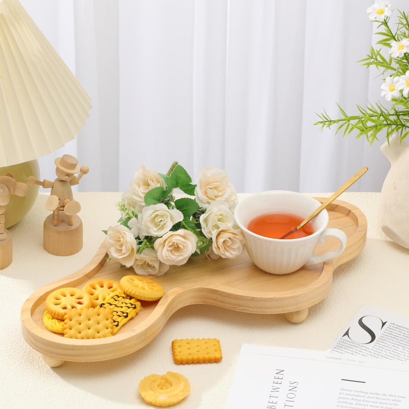 Uiifan Wood Cloud Perfume Tray Irregular Jewelry Decorative Tray for Women Trinket Dish Ring Holder Dish Room Aesthetic Decor Birthday Housewarming Gift(Wood Color) - Image 4