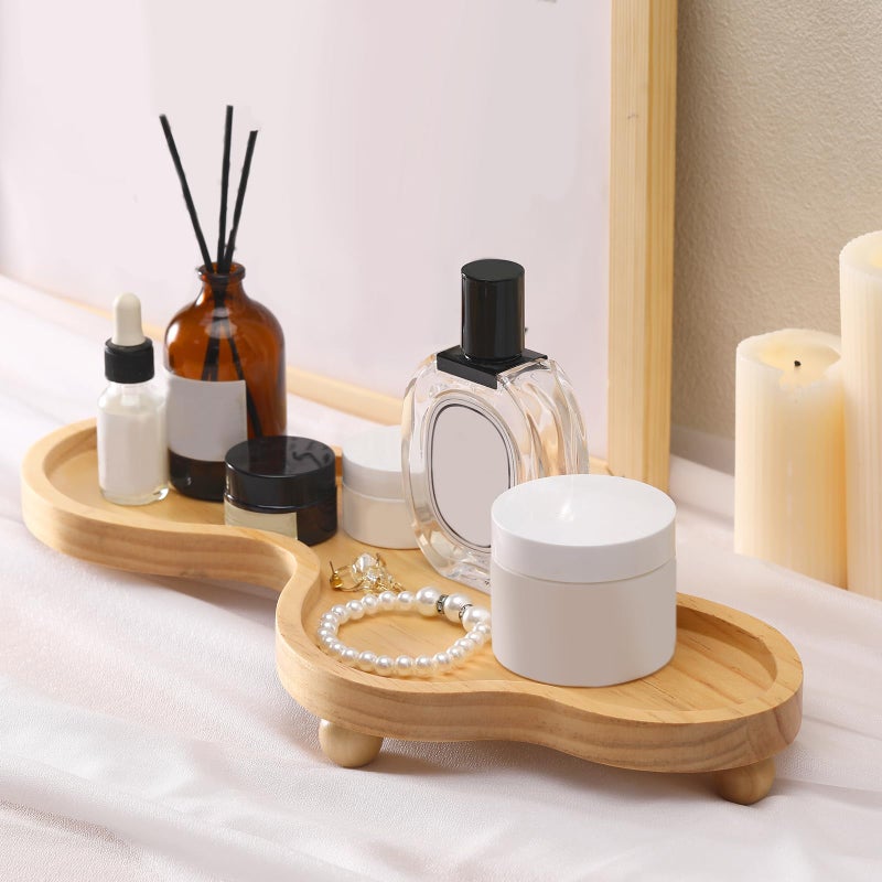 Uiifan Wood Cloud Perfume Tray Irregular Jewelry Decorative Tray for Women Trinket Dish Ring Holder Dish Room Aesthetic Decor Birthday Housewarming Gift(Wood Color) - Image 3