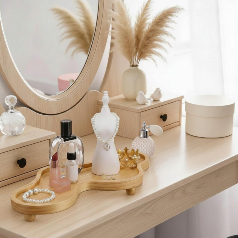 Uiifan Wood Cloud Perfume Tray Irregular Jewelry Decorative Tray for Women Trinket Dish Ring Holder Dish Room Aesthetic Decor Birthday Housewarming Gift(Wood Color) - Image 5