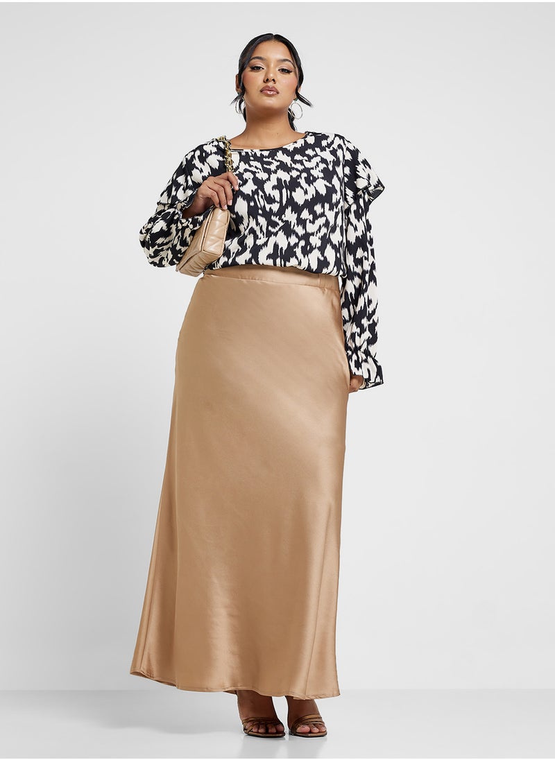 Ginger Plus - Ruffle Neck Detail Animal Print Blouse - Image 1