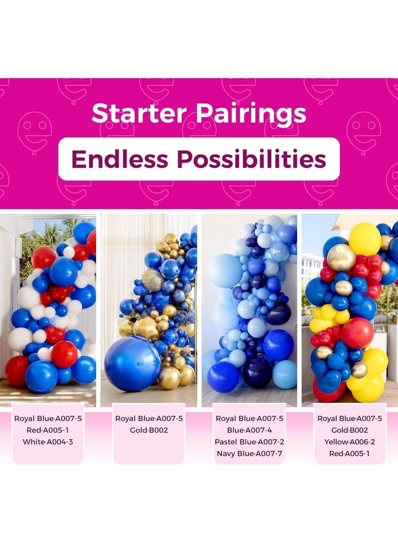 Royal Blue Latex Party Balloons - 100 Pack 12 بوصة بالونات الزرقاء الهيليوم المستديرة لعيد ميلاد التخرج البيسبول البحرية 4 يوليو يوم التذكار للاستقلال ديكورات الحزب الوطني - Image 2