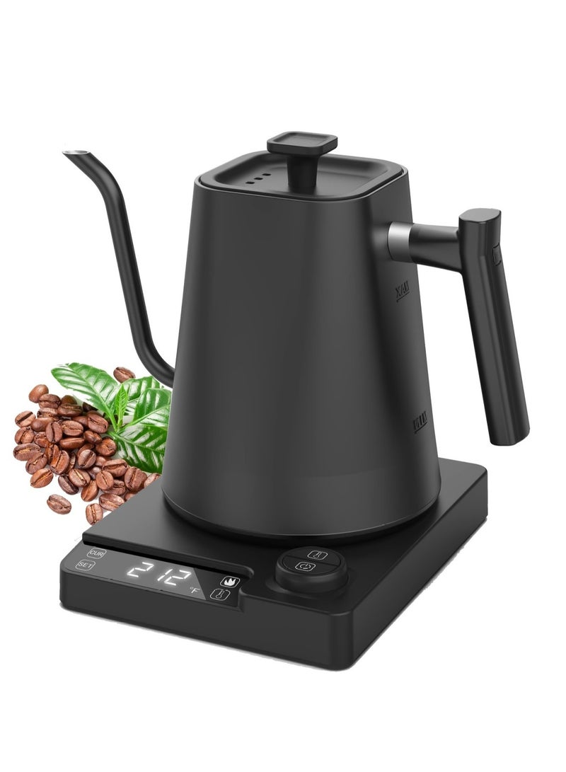 Gooseneck Kettle V60 Coffee Kettle 1000ML 1200W Power Knob Temperature Adjustment with Digital Display Temperature Automatic Insulation Stainless Steel Material With Size 02 V60 Coffee Paper Filter White 50pcs and Brown 50pcse Suitable for Home and Office