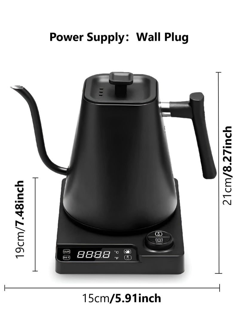 Gooseneck Kettle V60 Coffee Kettle 1000ML 1200W Power Knob Temperature Adjustment with Digital Display Temperature Automatic Insulation Stainless Steel Material With Size 02 V60 Coffee Paper Filter White 50pcs and Brown 50pcse Suitable for Home and Office