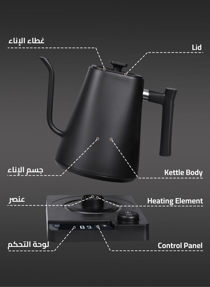 Gooseneck Kettle V60 Coffee Kettle 1000ML 1200W Power Knob Temperature Adjustment with Digital Display Temperature Automatic Insulation Stainless Steel Material With Size 02 V60 Coffee Paper Filter White 50pcs and Brown 50pcse Suitable for Home and Office
