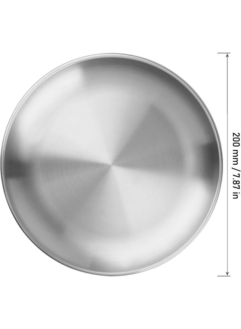 Bukela 6 PCS 8 Inch Stainless Steel Plate, Round Metal Dinner Plates, Heavy Duty Round Salad Plates Reusable Metal Dinner Dish for Serving Camping Outdoor BBQ Home Kitchen, Polished Silver - Image 4