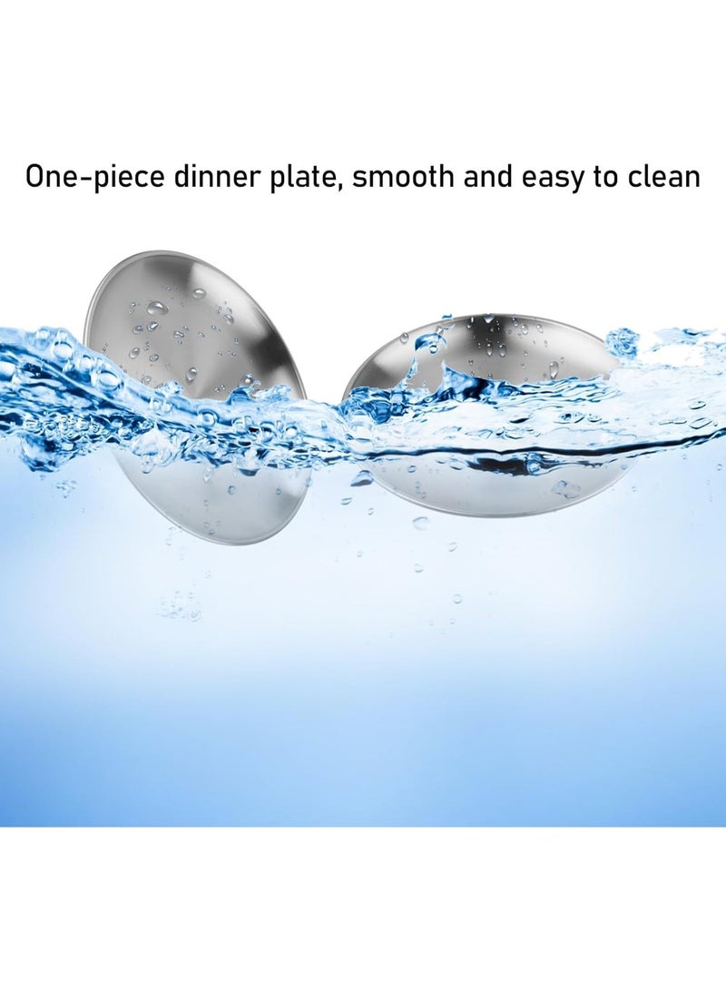 Bukela 6 PCS 8 Inch Stainless Steel Plate, Round Metal Dinner Plates, Heavy Duty Round Salad Plates Reusable Metal Dinner Dish for Serving Camping Outdoor BBQ Home Kitchen, Polished Silver - Image 2