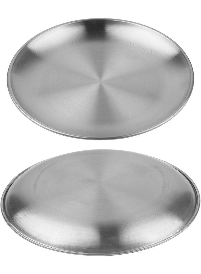 Bukela 6 PCS 8 Inch Stainless Steel Plate, Round Metal Dinner Plates, Heavy Duty Round Salad Plates Reusable Metal Dinner Dish for Serving Camping Outdoor BBQ Home Kitchen, Polished Silver - Image 3