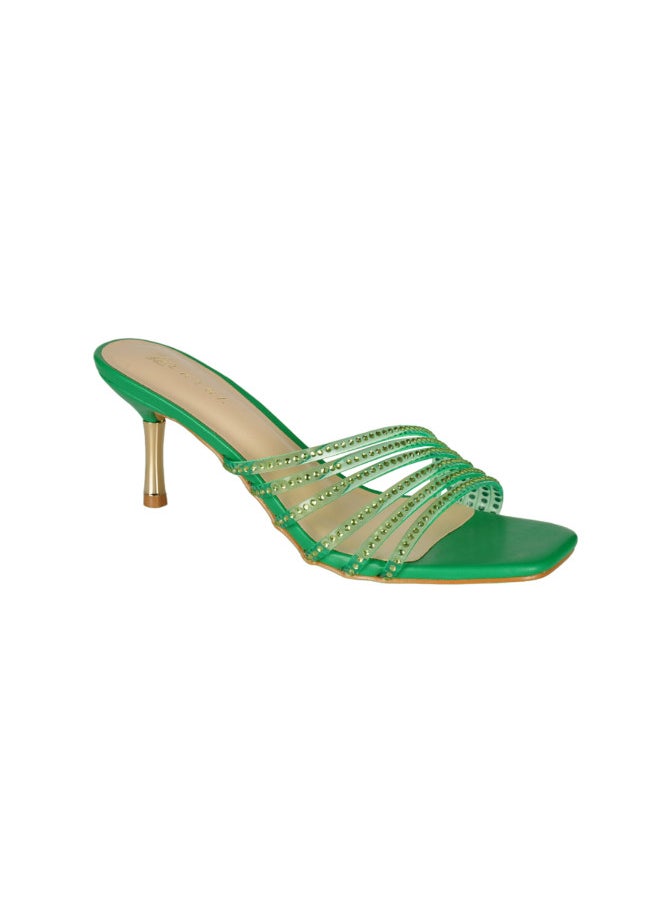 ZAYNA 221-90 Zayna Ladies  Fashion Mid Heel Slip on 2GA1905-005 Green  - Image 1