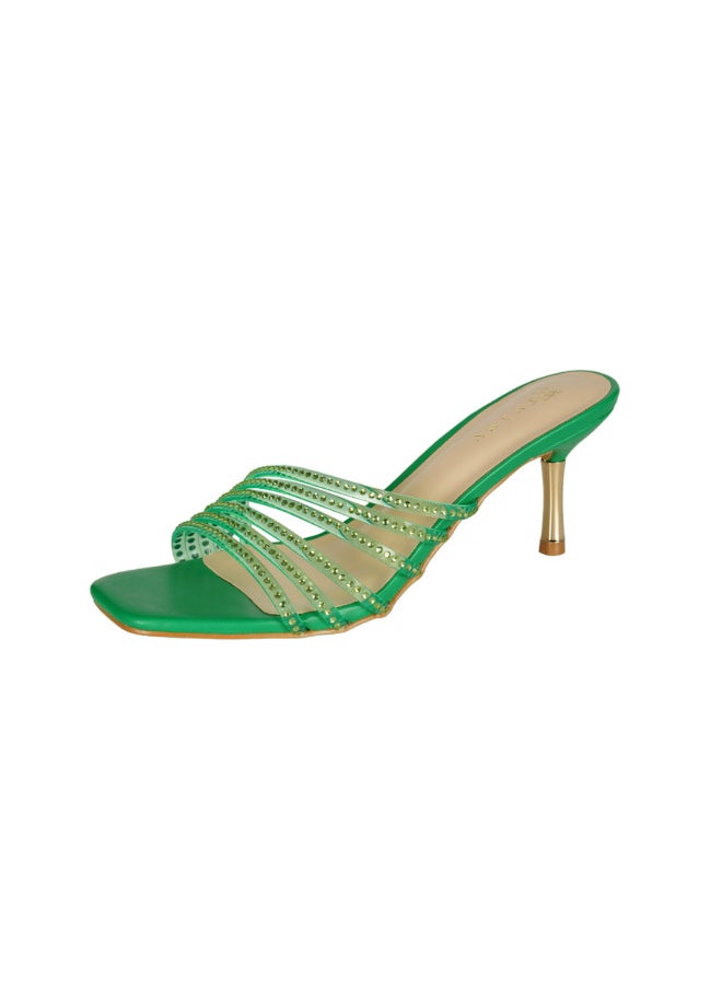ZAYNA 221-90 Zayna Ladies  Fashion Mid Heel Slip on 2GA1905-005 Green  - Image 3