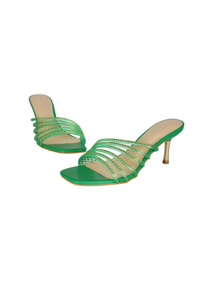 ZAYNA 221-90 Zayna Ladies  Fashion Mid Heel Slip on 2GA1905-005 Green  - Image 2