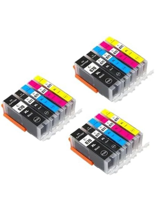 خرطوشة حبر متوافقة PGI670XL CLI671XL 3 مجموعات 15 لونًا لـ MG7760 MG7765 MG7766 TS5060 TS6060 TS8060 TS9060 - Image 2