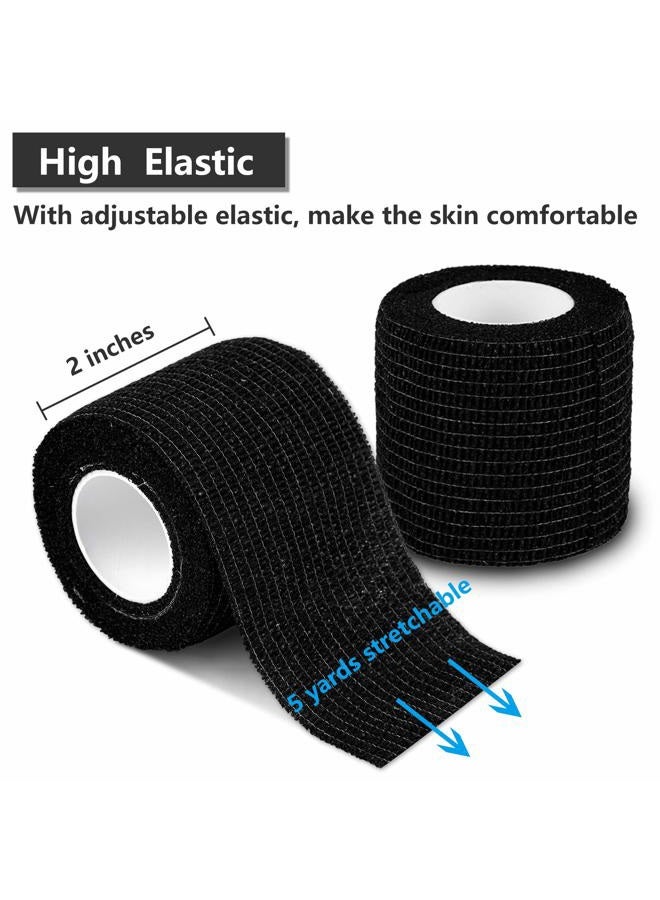 Mooerca 12 Pack Self Adherent Cohesive Wrap Bandages 2 Inches X 5 Yards, First Aid Tape, Elastic Self Adhesive Tape, Athletic, All Sports wrap Tape, Breathable Wound Tape, Bandage Wrap for Wrist, Ankle, Black - Image 5
