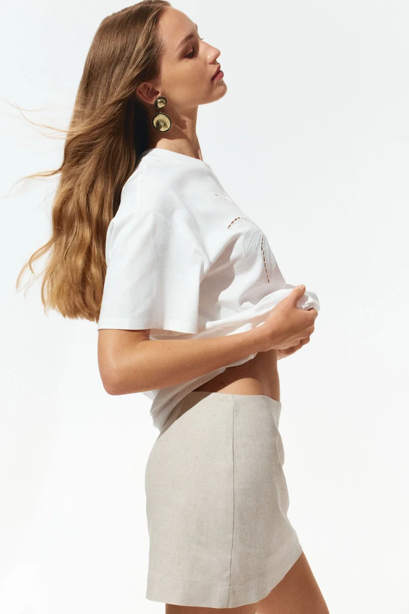 H&M Linen-blend mini skort