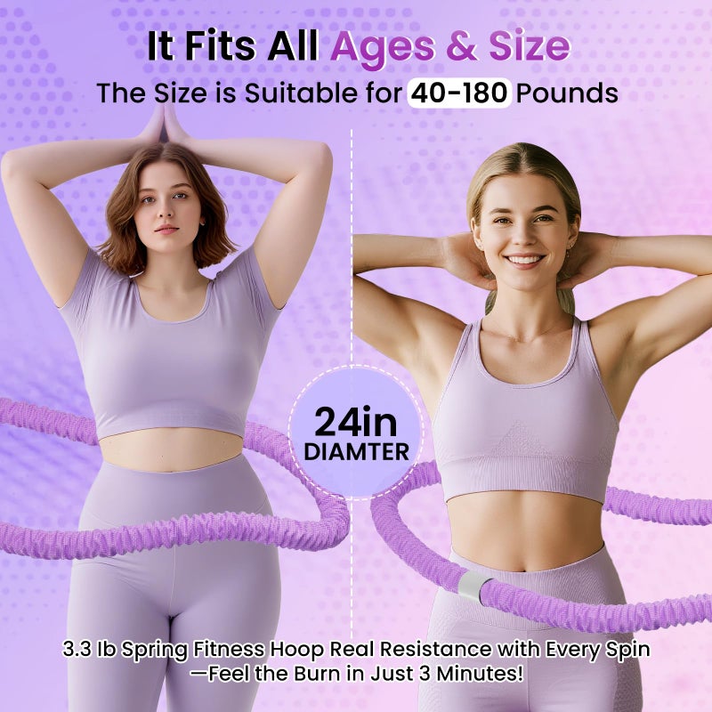 mobllsport Upgraded Weighted Hoop for Adults - 3.3lb Soft Spring Fitness Hoop for Weight Loss - Foldable Exercise Hoop for Beginners & Home Travel Use - Image 4