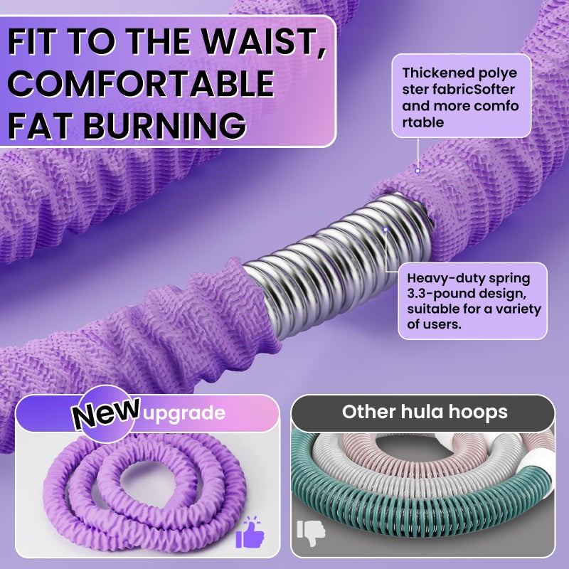 mobllsport Upgraded Weighted Hoop for Adults - 3.3lb Soft Spring Fitness Hoop for Weight Loss - Foldable Exercise Hoop for Beginners & Home Travel Use - Image 2