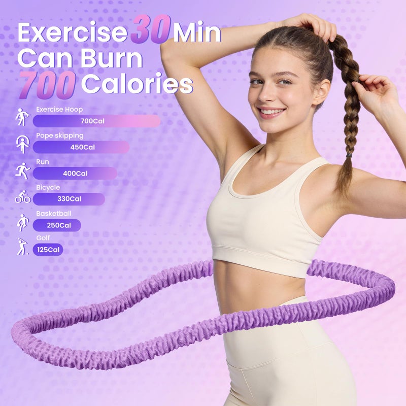 mobllsport Upgraded Weighted Hoop for Adults - 3.3lb Soft Spring Fitness Hoop for Weight Loss - Foldable Exercise Hoop for Beginners & Home Travel Use - Image 5