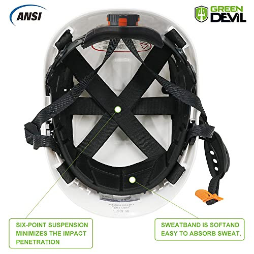 GREEN DEVIL Safety Helmet Hard Hat with Visor Chinstrap Adjustable Lightweight Vented ABS Work Helmet for Men and Women 6-Point Suspension ANSI Z89.1 Approved Ideal for Industrial & Construction - Image 5