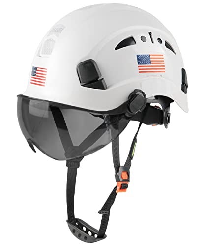 GREEN DEVIL Safety Helmet Hard Hat with Visor Chinstrap Adjustable Lightweight Vented ABS Work Helmet for Men and Women 6-Point Suspension ANSI Z89.1 Approved Ideal for Industrial & Construction - Image 1