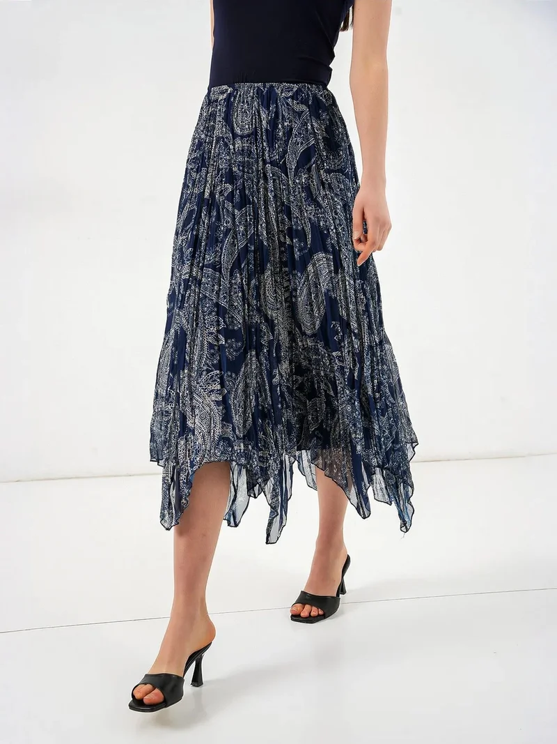 BIG DART BDART High Waist A-Line Midi Skirt in Paisley Print