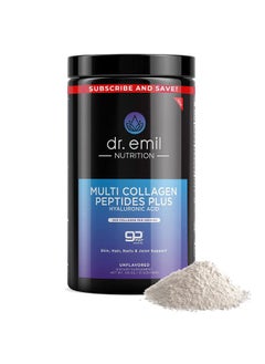 DR EMIL NUTRITION Multi Collagen Peptides Powder - 20g of Unflavored Hydrolyzed Collagen Protein Powder with Hyaluronic Acid for Hair, Skin, Nails and Joints - 15 Servings  - Image 1