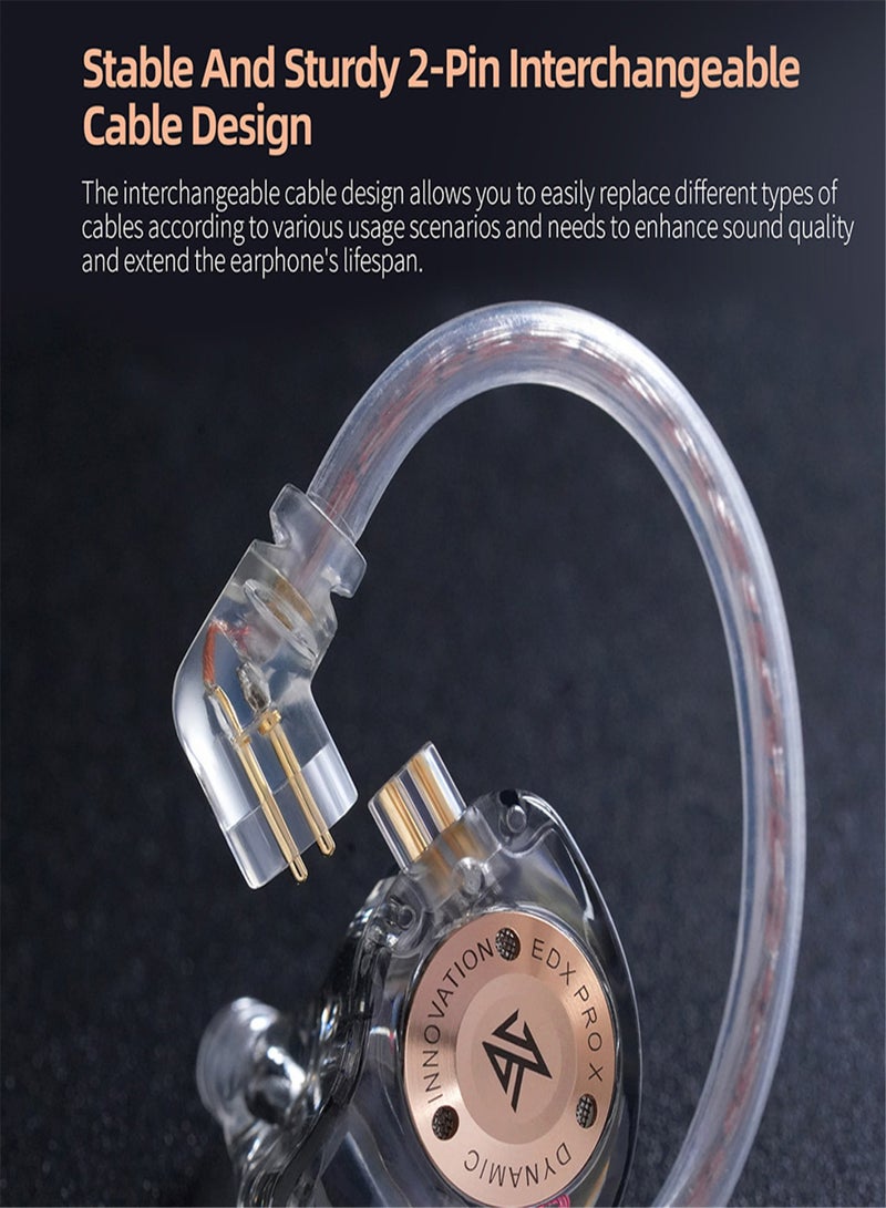 كي زد سماعات أذن KZ EDX Pro X داخل الأذن مزودة بمراقبة المسرح ووحدة ديناميكية مغناطيسية مزدوجة وسماعات أذن Shock Bass مع كابل قابل للفصل 0.75 مم وسماعة رأس سلكية مريحة (بدون ميكروفون) - Image 4