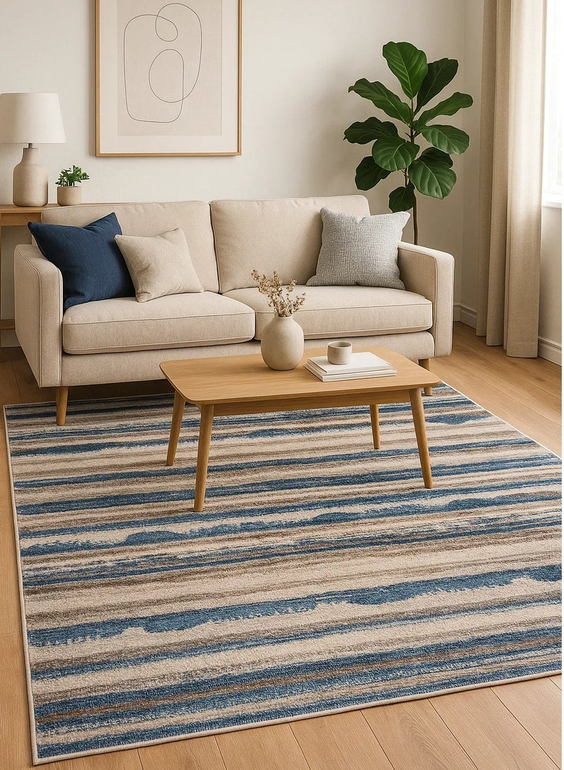 لوفت لومار، سجادة أريكة، سجادة غرفة معيشة حديثة، سجادات أرضية ناعمة، وسائد سجادة، سجادة أريكة غير قابلة للانزلاق، سجادة غرفة معيشة قابلة للغسل، مقاس 120*170 سم، أزرق/بيج-54016-SP9-X - Image 1