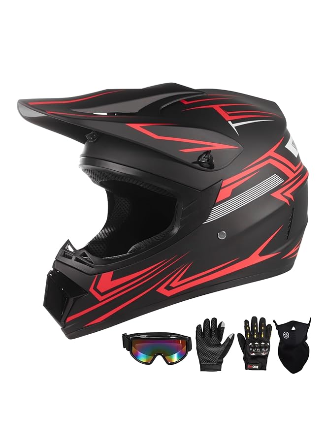 KASTWAVE Youth & Kids Dirt Bike Helmets Dirt Bike Helmets Atv Bump Safty Helmet Off Road Mountain Bike Helmet With Goggles Gloves Mask - Image 1