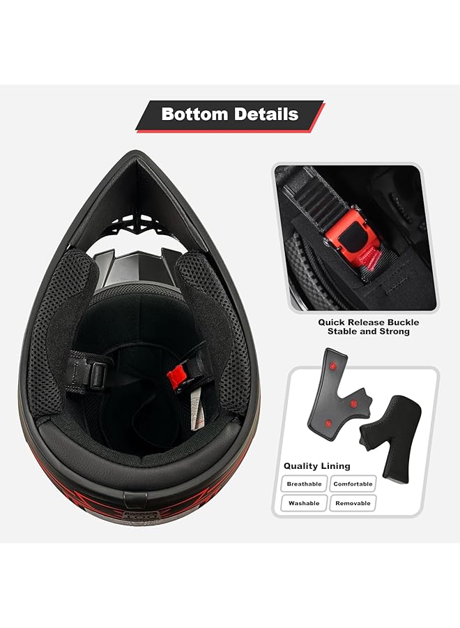 KASTWAVE Youth & Kids Dirt Bike Helmets Dirt Bike Helmets Atv Bump Safty Helmet Off Road Mountain Bike Helmet With Goggles Gloves Mask - Image 5