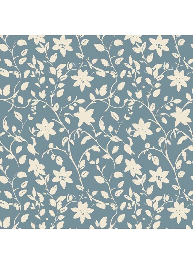 YXTII Blue Floral Wallpaper Peel and Stick Vintage Wallpaper Self Adhesive Removable Easy Peel Off Stick on Wall Paper for Bedroom - Image 1